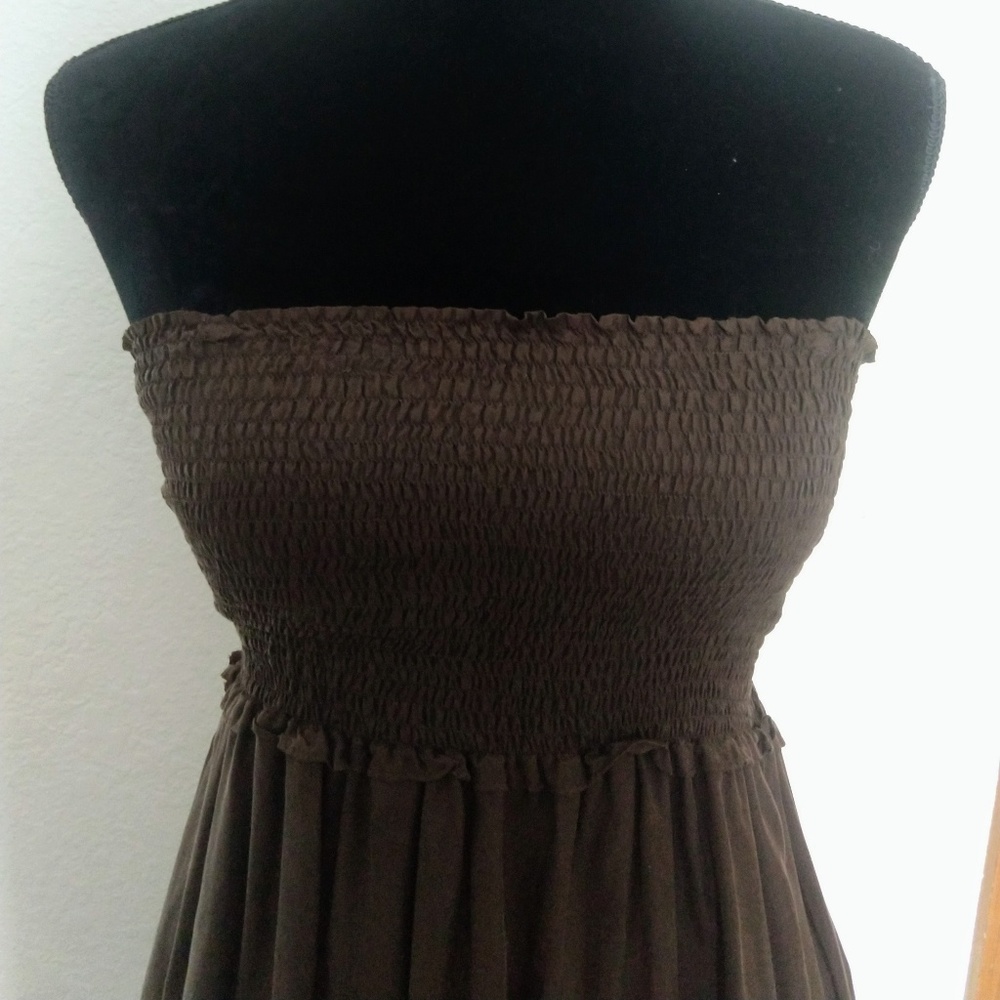 JCrew brown silk maxi dress